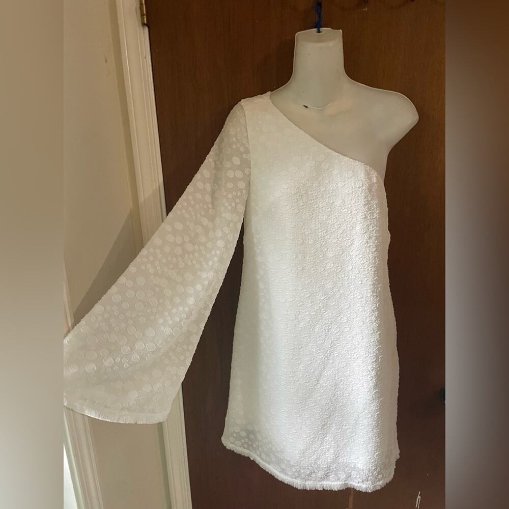 C/Meo Collective white Static Space Long Sleeve Mini Dress